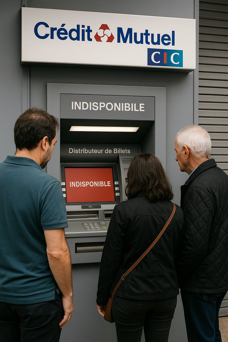 🚨 Une panne informatique d’ampleur nationale paralyse les services du Crédit Mutuel et du CIC.

Clients bloqués aux caisses, paiements refusés en ligne comme en magasin, retraits impossibles aux distributeurs : le bug frappe aussi bien Paris que Nantes, Marseille, Toulouse ou