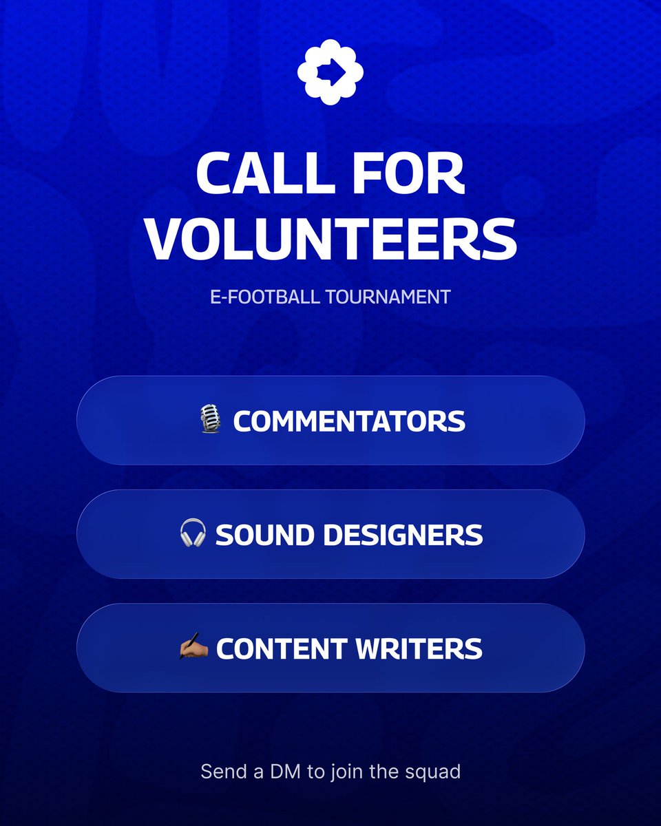 We need you on the squad

Dreamax eFootball is calling for volunteers in: 

🎙 Commentators  
🎧 Sound Designers  
✍🏽 Content Writers  

Want to be part of the team? 

Leave a comment and we’d reach out to you