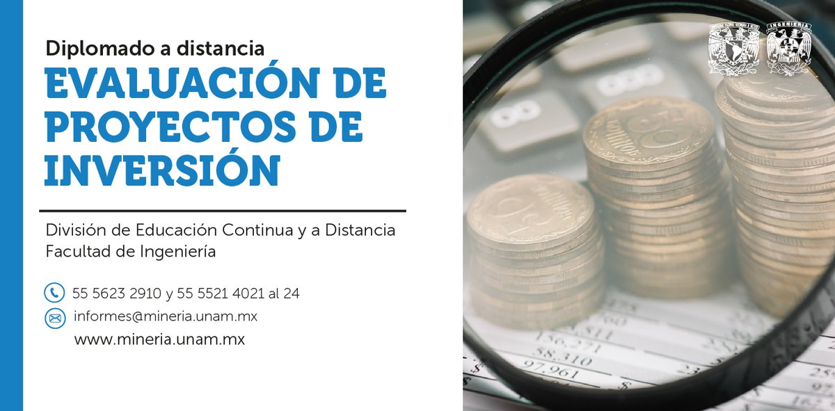 Aplica criterios de rentabilidad y evalúa financiera y socioeconómicamente proyectos de inversión.
📆 Inicio 13 de octubre
💻 Modalidad a distancia
💡 Temario, precio y registro en: ow.ly/tQnr50WNTWj
.
.
#Inversiones #Finanzas