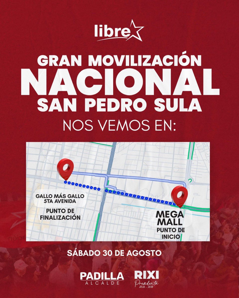 #ATENCION Hoy nos vemos en la movilización en San Pedro Sula. La esperanza no se detiene!!! #RixiPresidenta