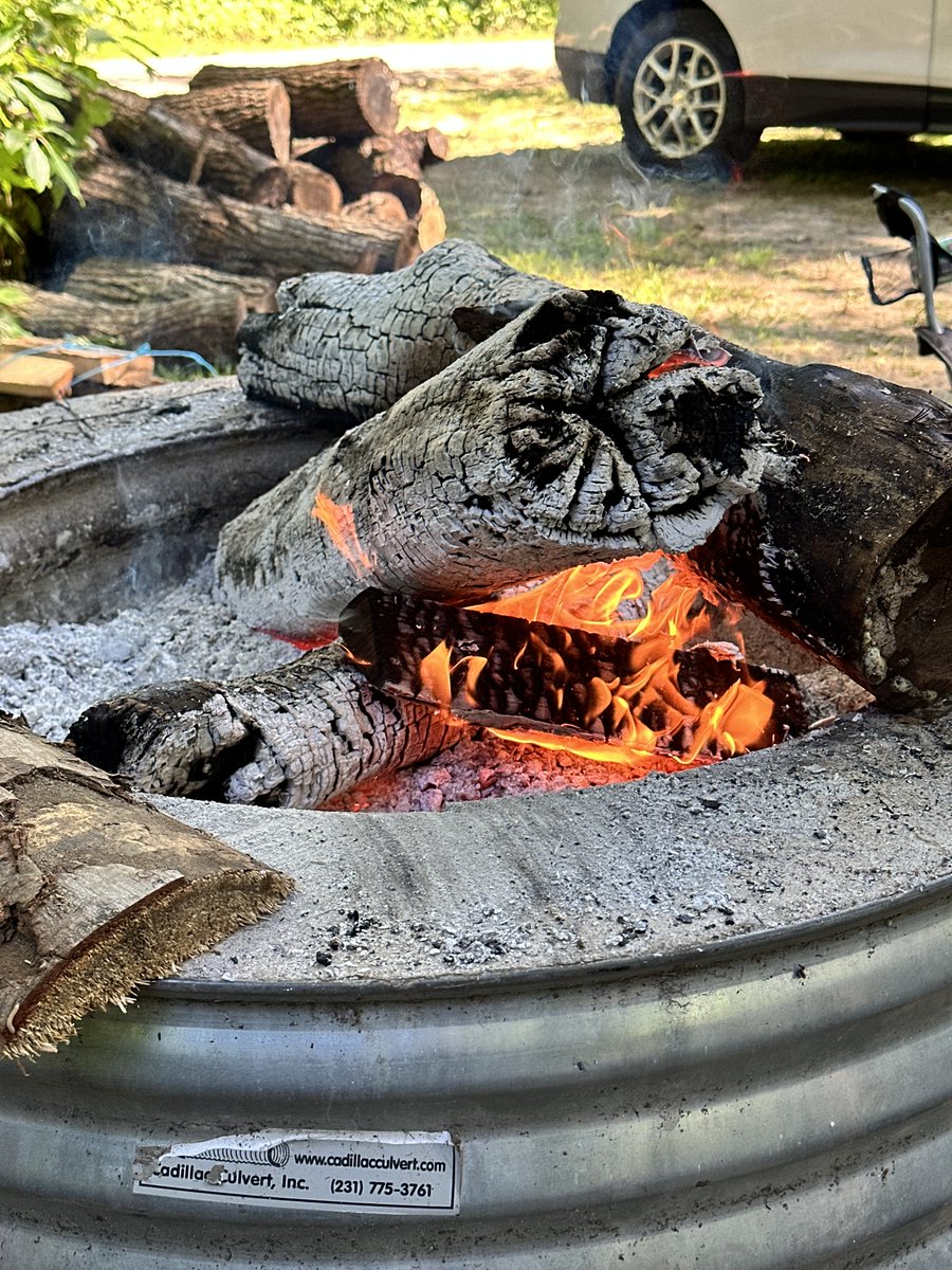 Getting the coals ready for dinner.