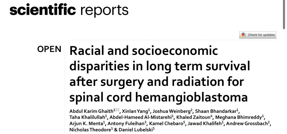 Abdul Karim Ghaith,MD,PhD (@abdul_ghaith) on Twitter photo Proud to lead our study <a href="/HopkinsNsurg/">Johns Hopkins Neurosurgery</a> <a href="/HopkinsSpine/">Hopkins Neurosurgery Spine</a> <a href="/JohnsHopkinsSPH/">Johns Hopkins Bloomberg School of Public Health</a> <a href="/LubelskiLab/">The S.P.I.N.E. Oncology Innovation Lab</a>
uncovering the hidden impact of racial and socioeconomic disparities on survival outcomes in #SpinalCordHemangioblastoma.
Our use of advanced #MachineLearning is reshaping how we predict mortality Proud to lead our study <a href="/HopkinsNsurg/">Johns Hopkins Neurosurgery</a> <a href="/HopkinsSpine/">Hopkins Neurosurgery Spine</a> <a href="/JohnsHopkinsSPH/">Johns Hopkins Bloomberg School of Public Health</a> <a href="/LubelskiLab/">The S.P.I.N.E. Oncology Innovation Lab</a>
uncovering the hidden impact of racial and socioeconomic disparities on survival outcomes in #SpinalCordHemangioblastoma.
Our use of advanced #MachineLearning is reshaping how we predict mortality