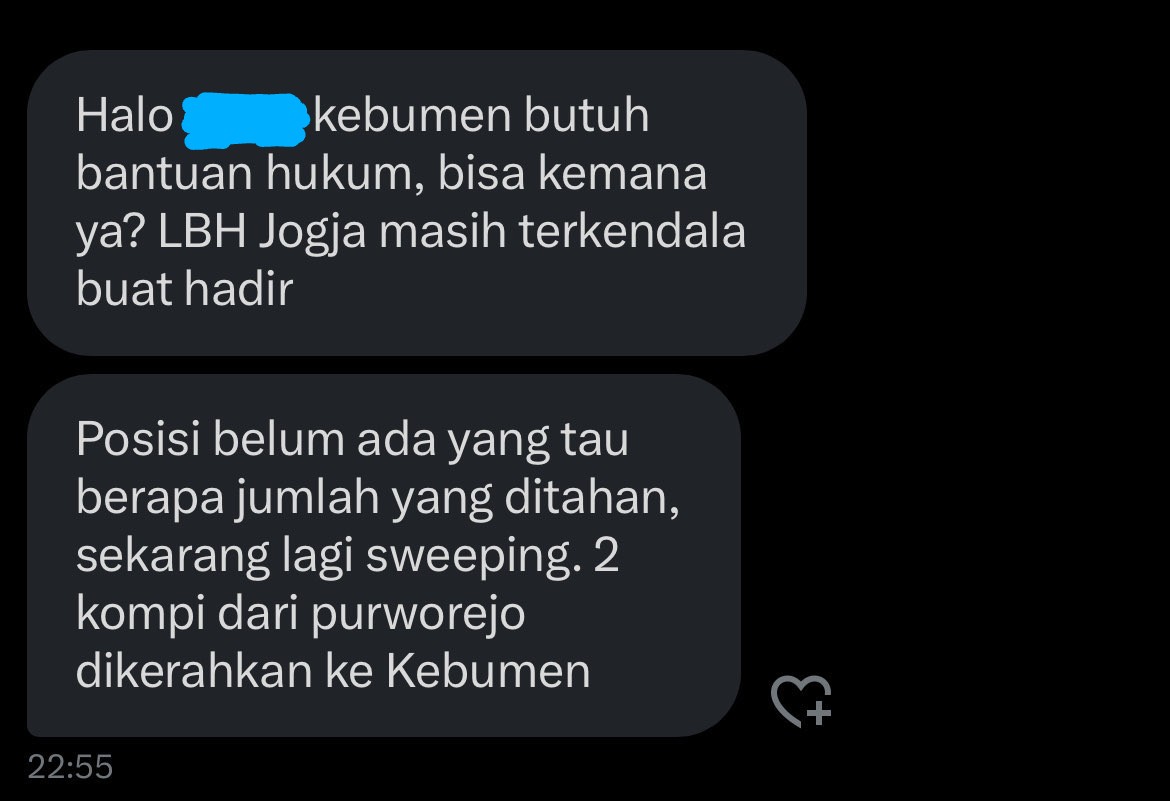 ❗ URGENT ❗

Teman-teman di Kebumen membutuhkan bantuan hukum. Tolong sebarkan dan infokan bantuan hukum yang tersedia di Kebumen ya.