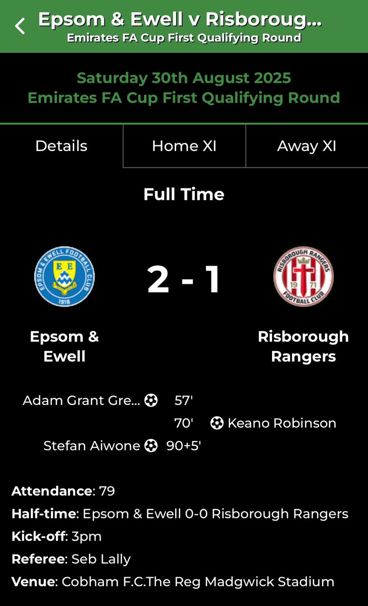 First FA Cup Goal ✅
Through to the next round ✅
<a href="/EpsomEwellFC/">Epsom & Ewell Football Club</a> 💙
#FocusedOnTheGood