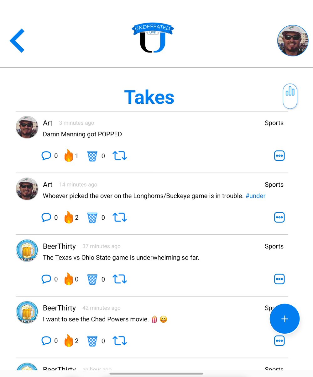 UndefeatedLive's tweet image. Are watching college football? Come join us making Takes on Undefeated.live #takes #Tweets #sportscoin