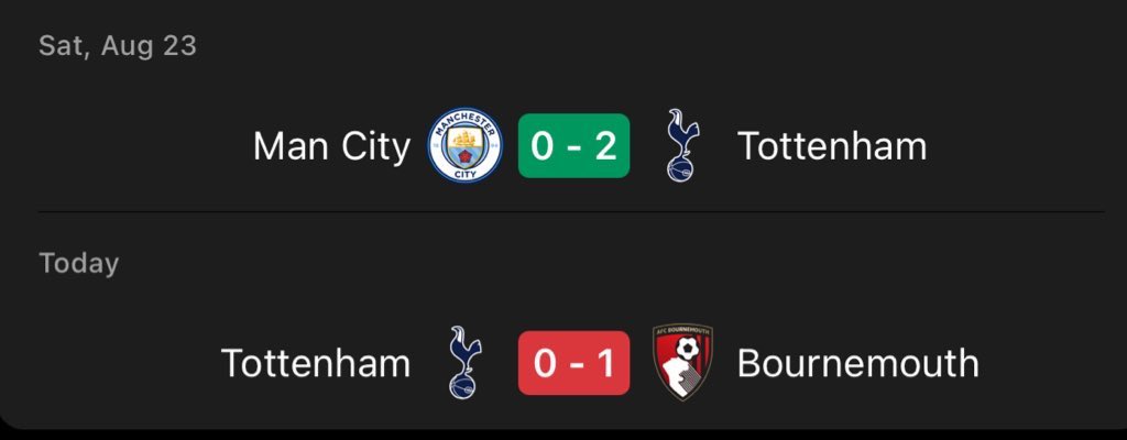 #Tottenham have failed to win the corresponding fixture after beating Manchester City for the 9th consecutive occasion.

[<a href="/OptaJoe/">OptaJoe</a>] 🏅