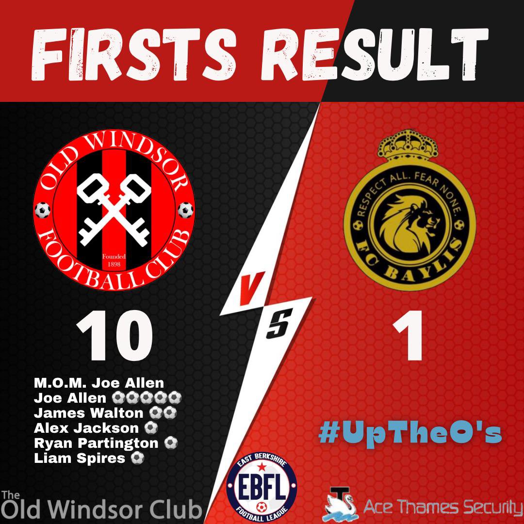 Big win for Old Windsor to start the season, with goals from:
⚽ Joseph Allen (5)
⚽ James Walton (2)
⚽ Alex Jackson
⚽ Ryan Partington
⚽ Liam Spires

A deserved 3 points and some impressive attacking football on display!

#UpTheOss 🔴⚫️