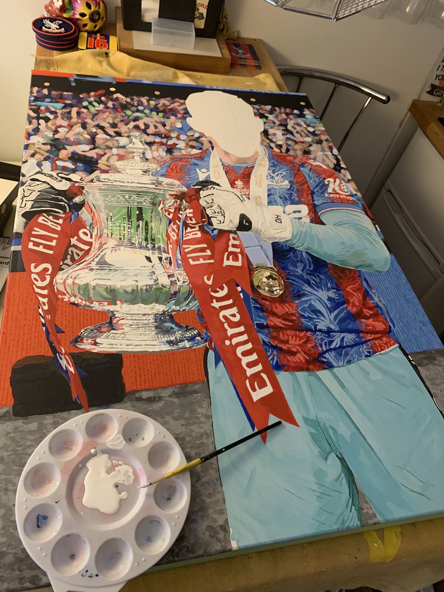 Making good progress with my latest <a href="/deanhenderson/">Dean Henderson</a> painting 👍🦅❤️💙🏆

Always appreciate retweets, comments &amp; new followers or follow me at instagram.com/studioartwork_… 🖌️🎨 #art #football #facup 

#cpfc <a href="/cpfcdsa/">Crystal Palace FC DSA</a> <a href="/gazbod/">GazBod</a> <a href="/CEO4TAG/">Steve Parish</a> <a href="/HLTCO/">HLTCO</a> <a href="/eagleeyedball/">Eagle-Eyed Football 🦅🍿</a> <a href="/BobbyManzi/">Bobby Manzi</a> <a href="/ed_aarons/">Ed Aarons</a> <a href="/CPFC/">Crystal Palace F.C.</a>