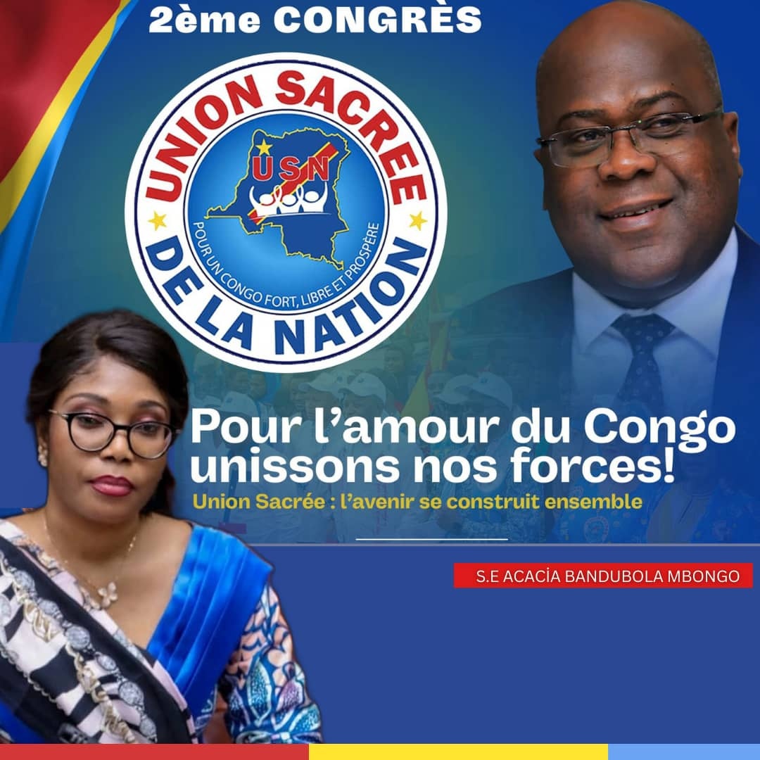 Pour l’amour du Congo, unissons nos forces. Union Sacrée : l’avenir se construit ensemble.

#RDC