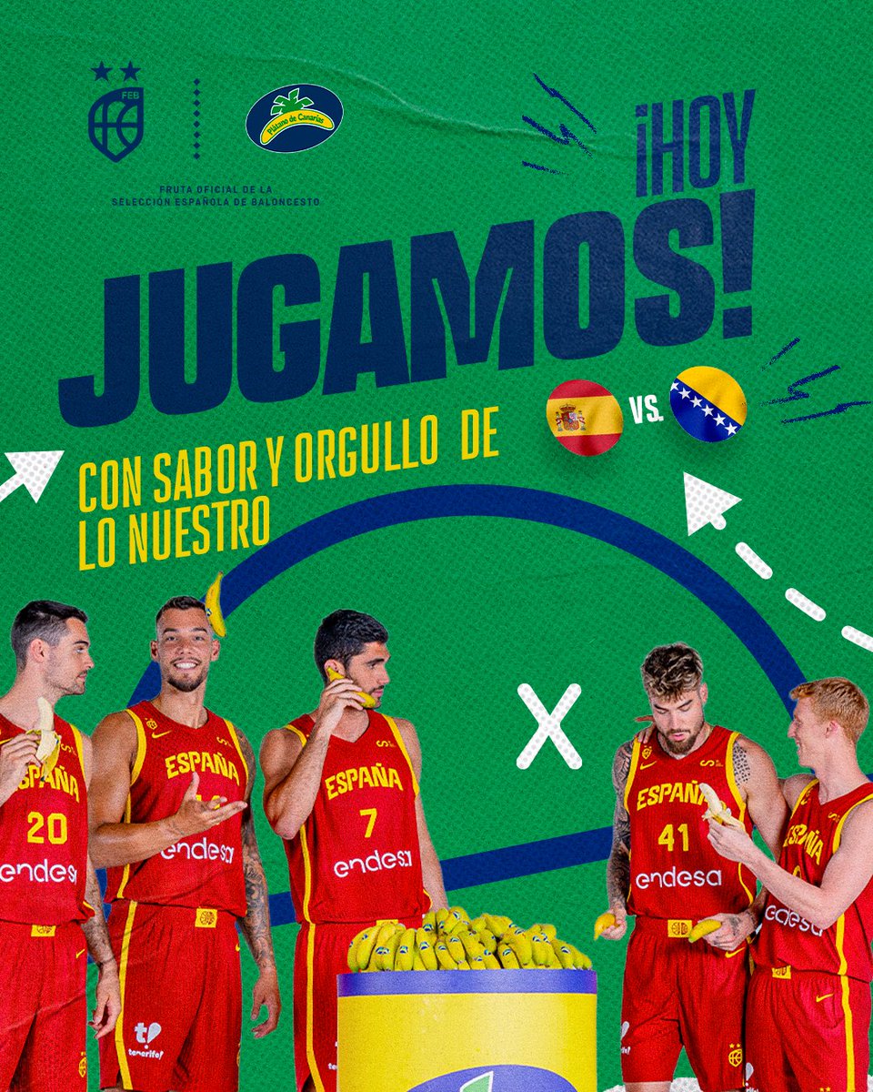 Hoy se juega con garra… y con motitas. Vamos España 🇪🇸🍌 #PlátanoDeCanarias #Eurobasket #LaFamilia