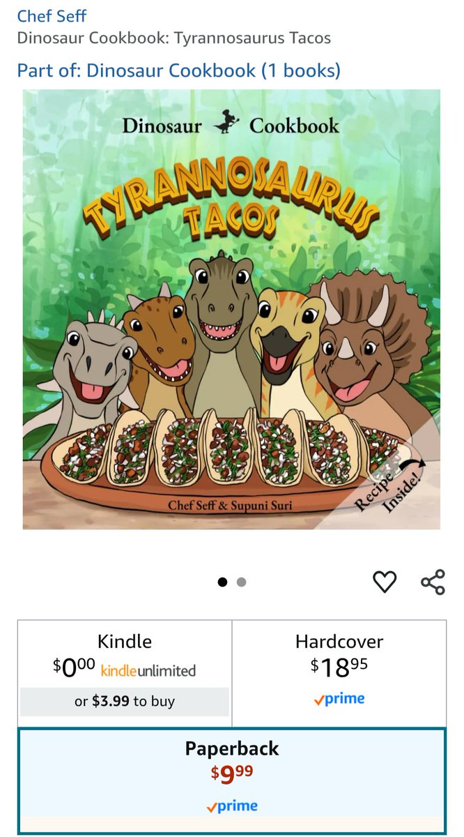 Paperback for Tyrannosaurus Tacos is now available on Amazon.

Have some fun reading, cooking, and eating with your kids. 

Link in first comment.
