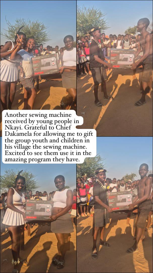 So thankful to have delivered another sewing machine to Nkayi. Grateful to Chief Dakamela for ensuring the gift gets to the young people in his village. Can’t wait to see it in use -and to collaborate in other small and big ways over time.