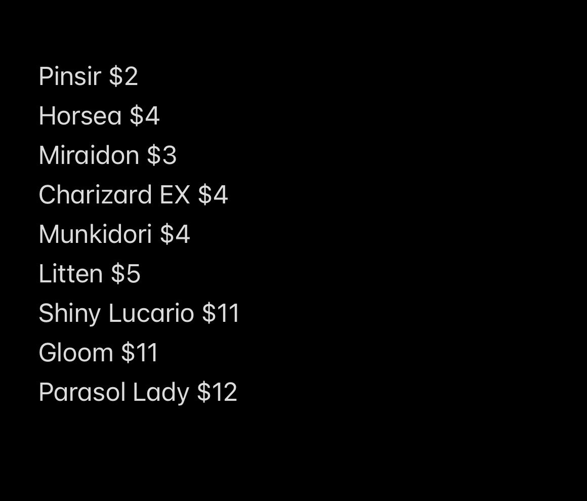 <a href="/newagemiguel/">Miguel B</a> Journey Together Pokémon Center ETB $130 shipped
Singles prices listed
Open to offers and bundles deals