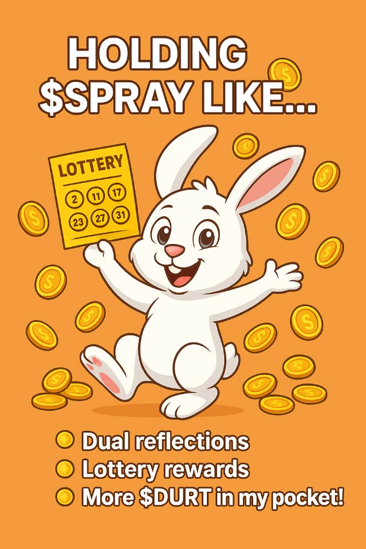 Good day Frens
If you bought $SPRAY in the past 1  week and haven't sold at all
Drop your wallet and I will pick 5 oldest holders to reward them for holding strong with 10$ BNB each
To say thank you 😊 🙏 
Note: Drop your wallet and add how long you've been holding ✍️