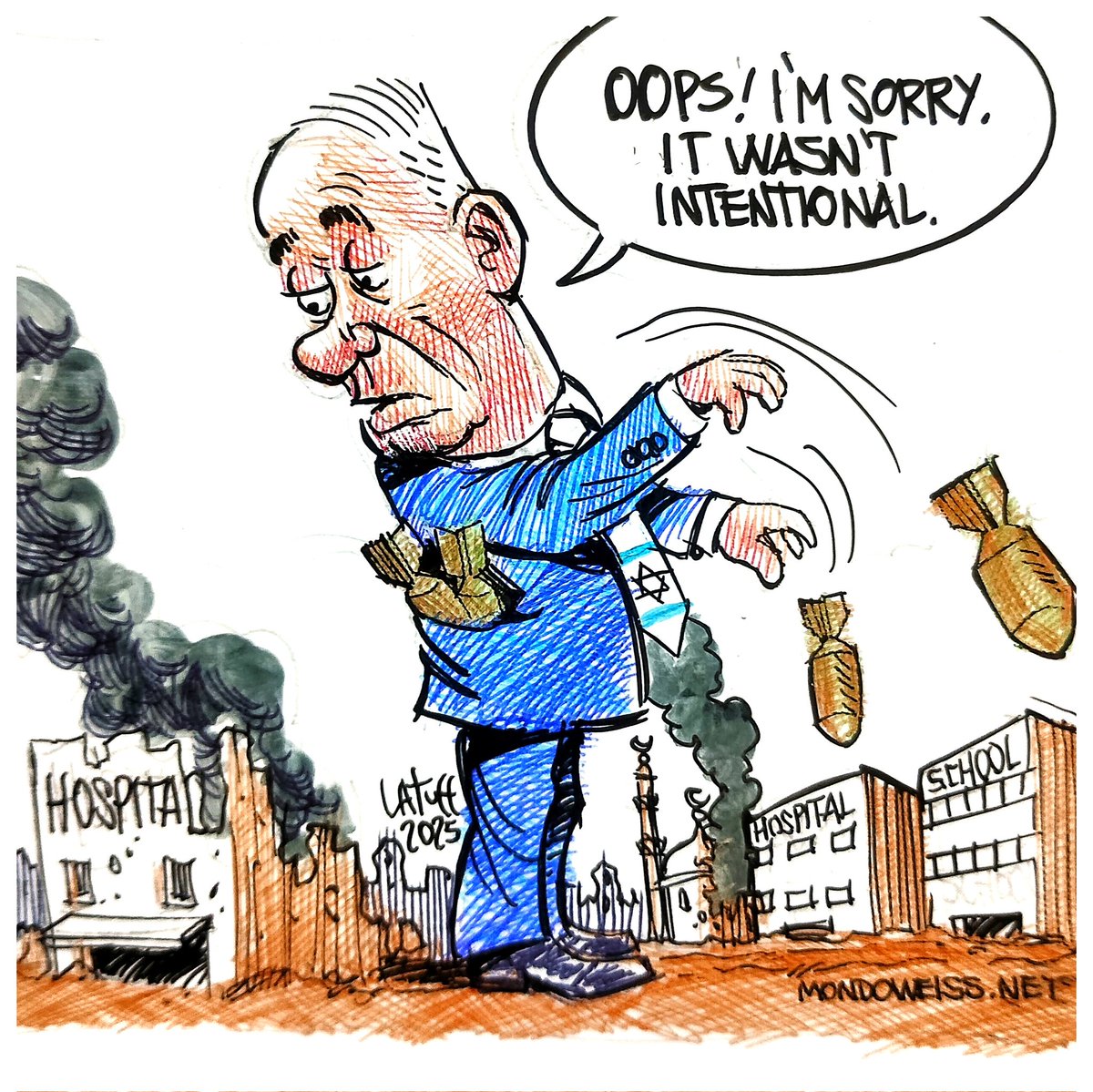 LatuffCartoons's tweet photo. It wasn't intentional.
@Mondoweiss 
#Gaza https://t.co/Y4InqtriTU