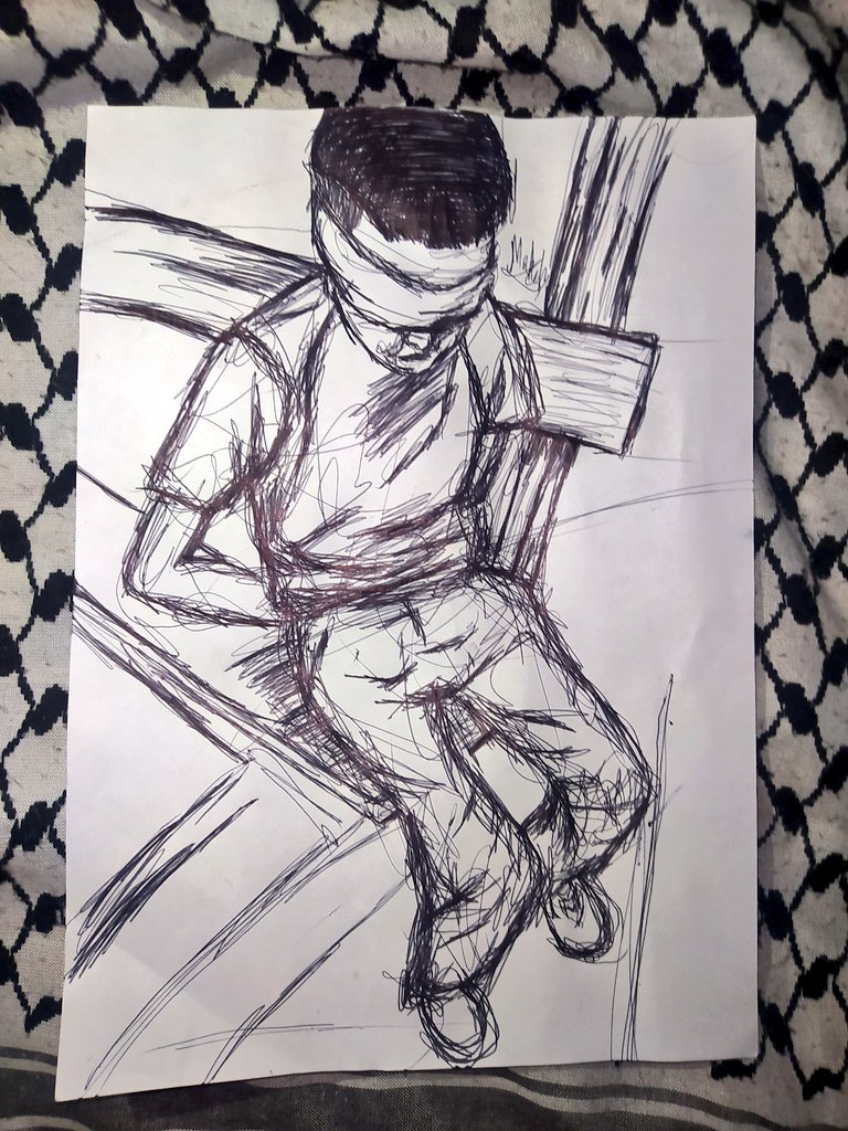 It's not just a painting…  
It’s a true testimony to the horrors of the occupation’s crimes😞