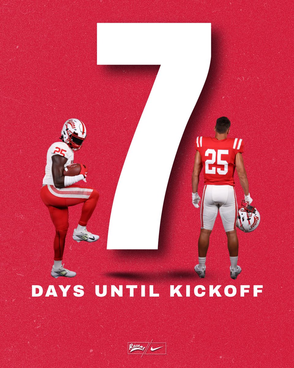 🚨 ONE WEEK OUT 🚨
7 days until Red Ravens take the field.
#CountdownToKickoff  #RavenUp🐦‍⬛