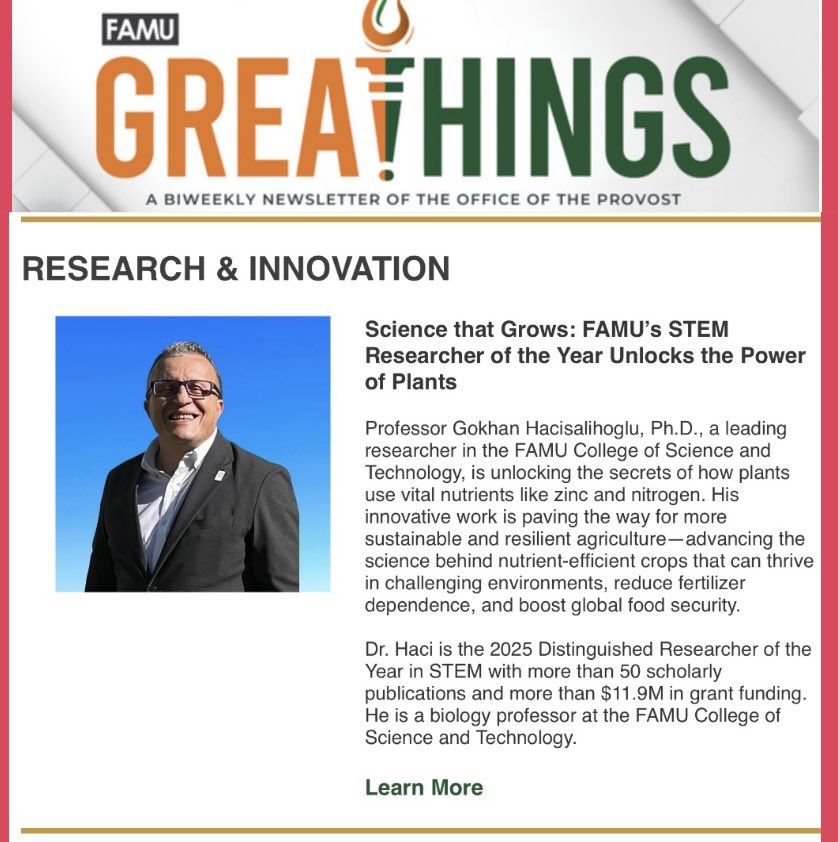 Grateful to #FAMU colleagues, all supporters for #STEMdistinguishedResearcheroftheYear #planbio