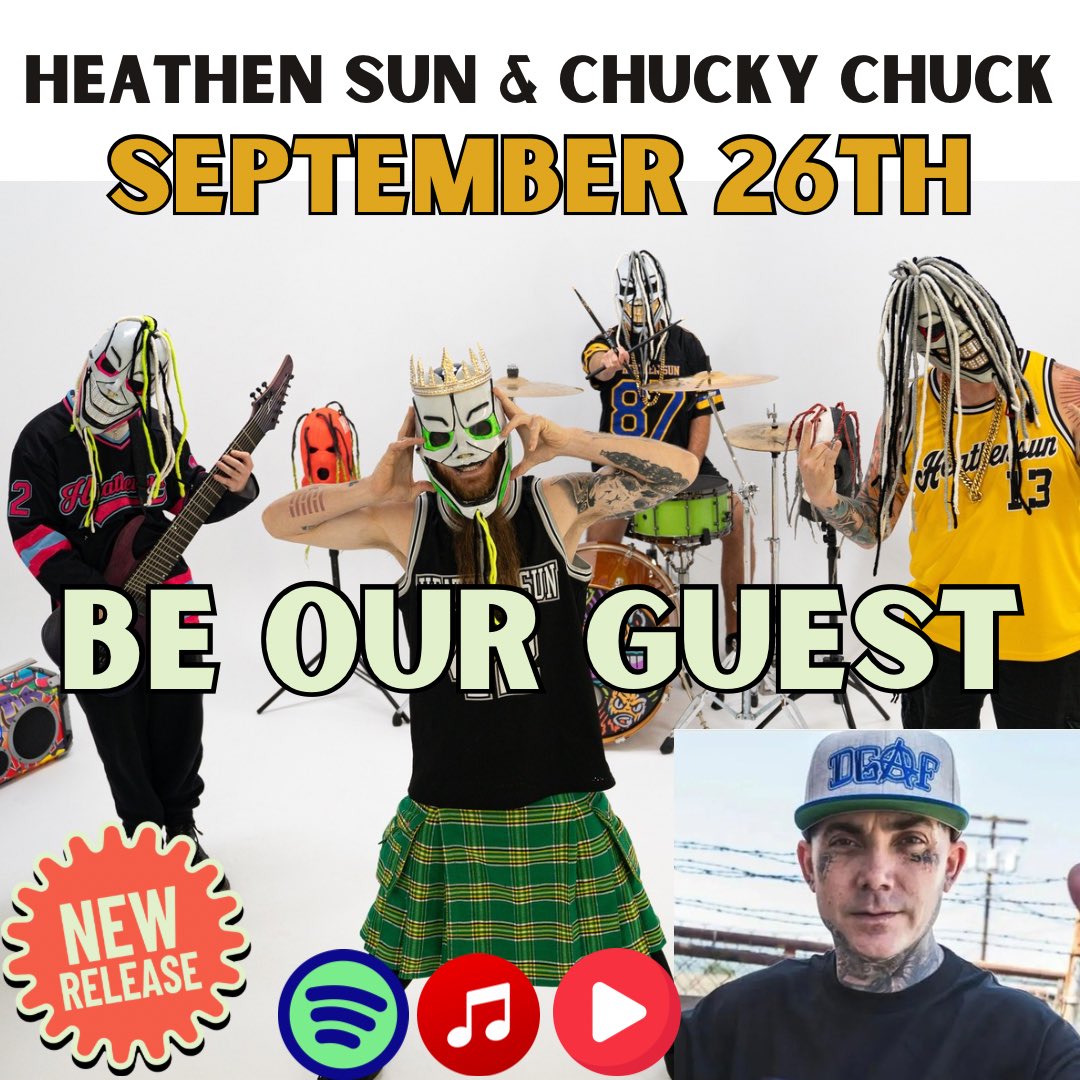 🚨We have a NEW SONG dropping on September 26th featuring <a href="/chuckychuckdgaf/">Chucky chuck</a> called ‘BE OUR GUEST’ 🔥 Pre save it now on Spotify #nümetal #numetal #heathensun #chuckychuck #chuckychuckdgaf #kottonmouthkings #juggalofamily