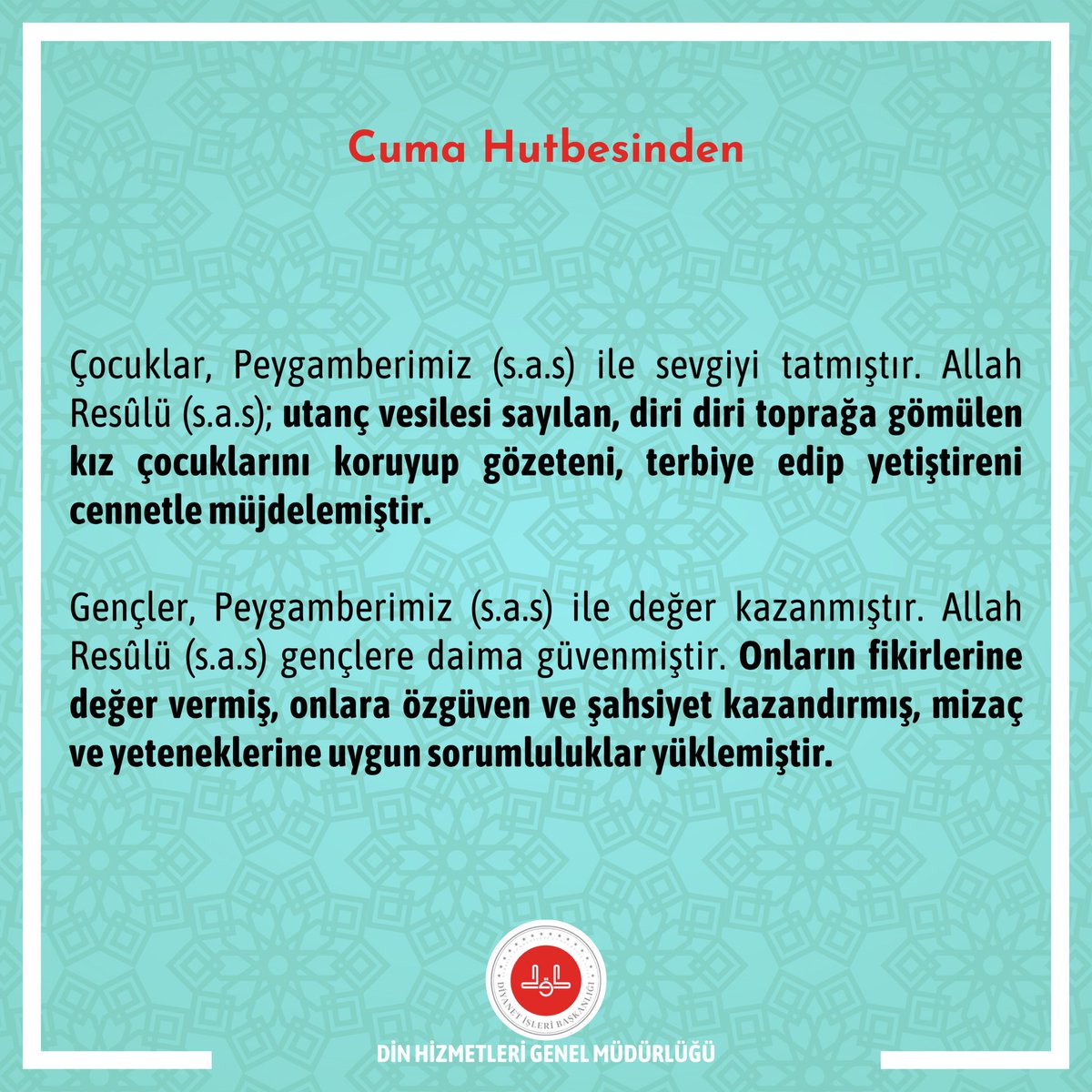 Cuma Hutbesinden.

#cumahutbesi #hzmuhammed #alemlererahmet