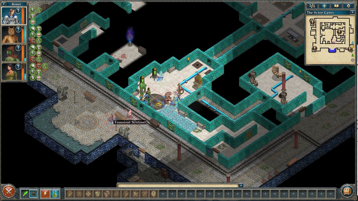 Never-seen Screenshot Saturday pic of Avernum 4: Greed and Glory, our new indie, turn-based, cool-story RPG for Windows and Mac. Here, our heroes try fighting a pair of bosses without being seen by the sentinels circling outside.

Wishlist at

store.steampowered.com/app/3882020/Av…