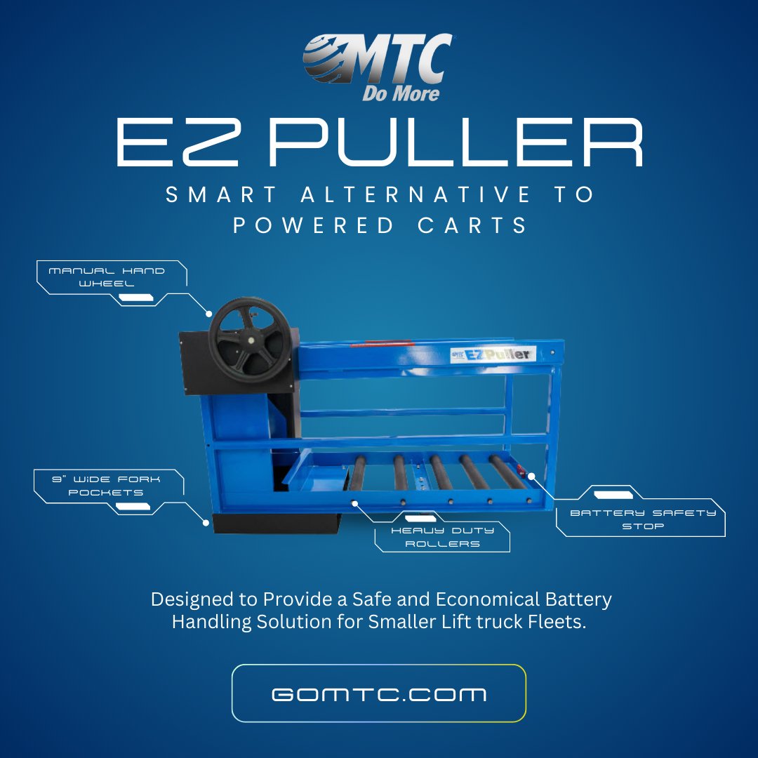 mtcdomore's tweet image. Why overcomplicate battery transfers? Battery transfers don’t have to be complicated or expensive. MTC’s EZ Puller is the smart alternative to powered carts, built for facilities with low-volume battery changes.
#MaterialHandling #BatteryHandling #EZPuller #MTC #MTCDoMore