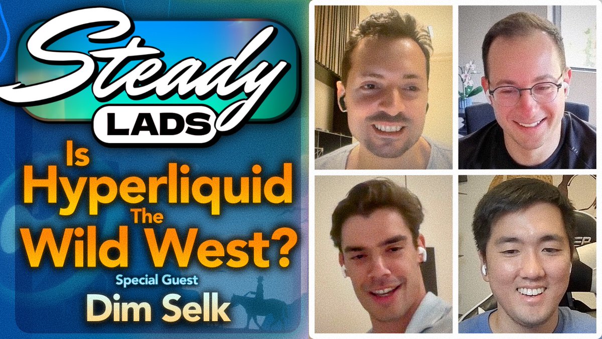 0xSteadyLads's tweet photo. The Lads are venturing back into the Wild West of crypto once again with special guest @dim_ss🫡

🚨 OUT NOW on @YouTube & @Spotify! 

In Ep #97 we cover:

🤠 Is @HyperliquidX The Wild West?
🐋 DMs From The Whale!
🏖️ @fundstrat Is On Vacation
🍝 Pasta of the Week & More!

Full links below!