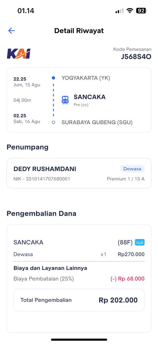 adepanges's tweet photo. @merapi_uncover sama persis ceritanya, karena saya gak mau ngasih uang saya belikan tiket saja pakai kai access, gara² liat postingan ini saya cek kai access ternyata perjalanan dibatalkan

ya sudahlah, niat baik belum tentu tepat sasaran

*saya gak sensor namanya https://t.co/WhnTNqUADY