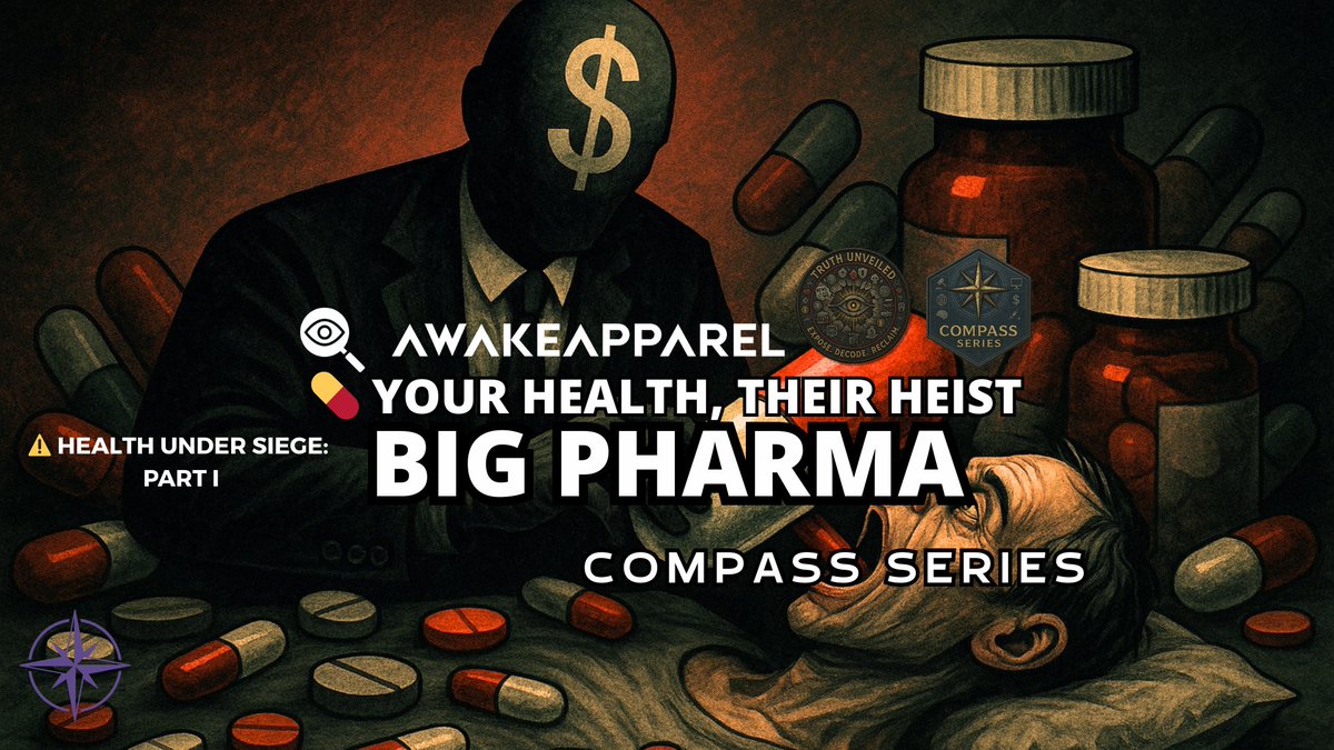 Awake_Apparel's tweet photo. 💊 Drop 2 of 33 – Big Pharma

Sickness Is Their Subscription Model.
Cures don’t scale. Customers do.
#AwakeApparel #CompassSeries #PillsAndProfits

🔗https://t.co/LdpXkQzF5U