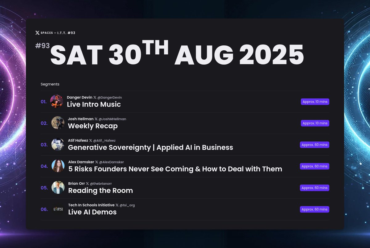 Innovators Think Tank 🧠💭 #93 Agenda 📨

Today @ 2pm MT/ 4pm ET👇🏼
x.com/i/spaces/1vOxw…