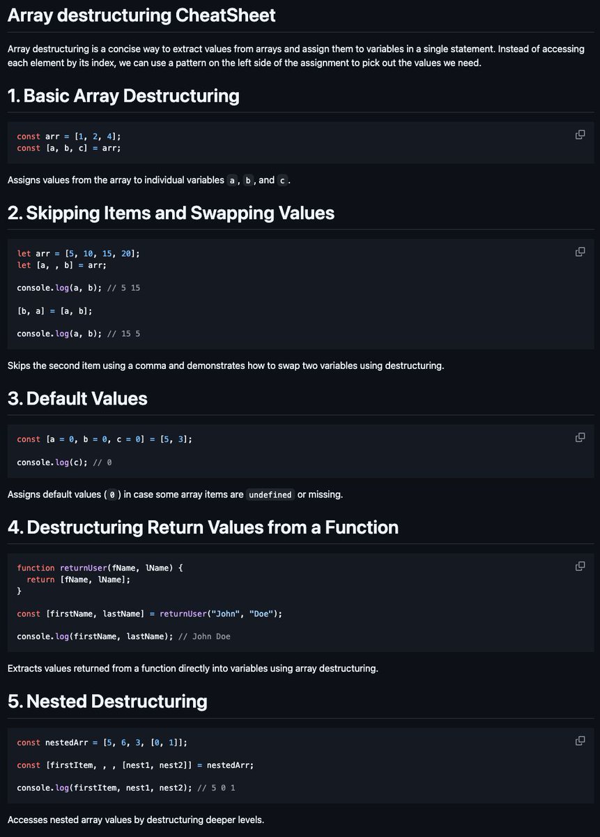 JavaScript Array Destructuring Cheat-Sheet🔥🔥