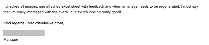 BackdropBoost's tweet image. We love to make our clients happy. 

We just generated 412 images for them. 
Only 35 we need to remake. Nice ratio! 

We are still working on the model, but this is already a great start.