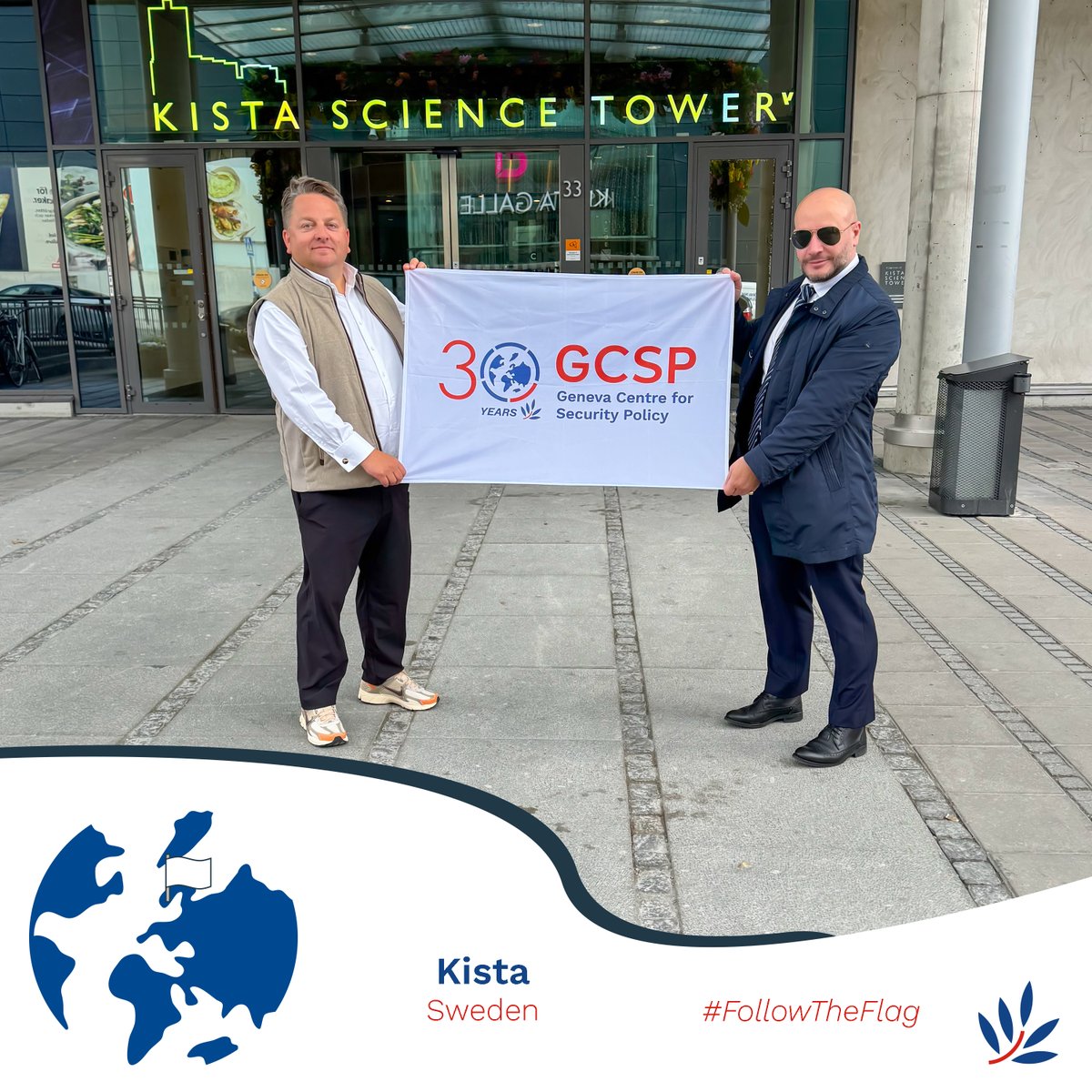 TheGCSP's tweet image. 🌍 Dr Gazmend Huskaj, carried the GCSP 30th Anniversary flag to Sweden! 🌟

📍 Where? Kista
🤝 With? Dr Fredrik Blix, GCSP Cyber Expert &amp;amp; Associate Professor at Stockholm University
🎯 Why? Panelist at the Kista Science City conference

#GCSP30Years #FollowTheFlag