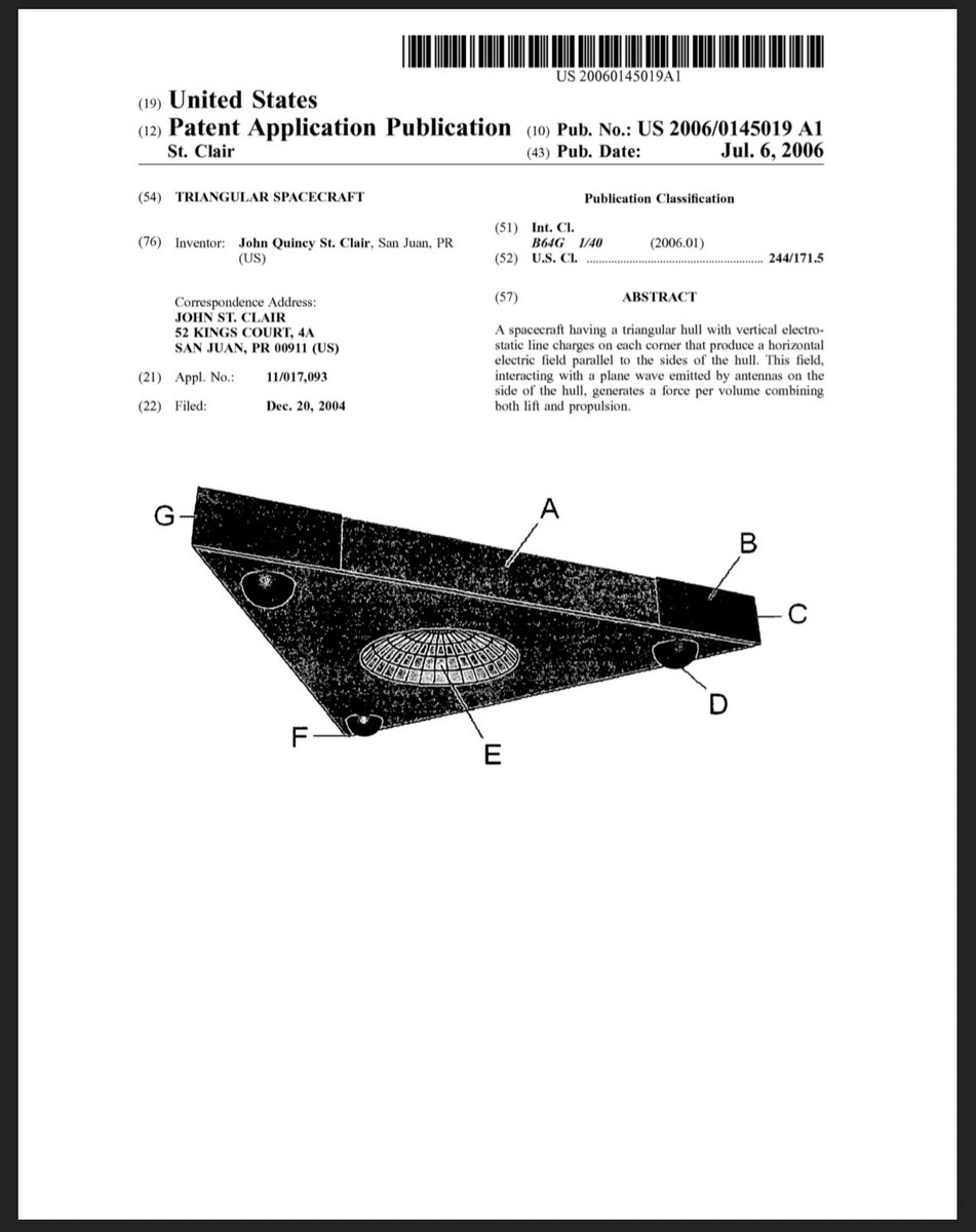 Further down the John St. Clair patent rabbit hole is:

Triangular Spacecraft 🛸