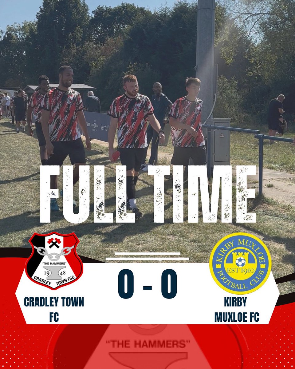 ⚽️ Full Time | Cradley Town 0–0 Kirby Muxloe

A hard-fought battle against @kirbymuxloefc Evo thought he’d found the winner, but the goal was controversially disallowed

Plenty of positives, plenty of fight — but we share the points. ⚽️⚫️🔴

#CradleyTown #UpTheHammers