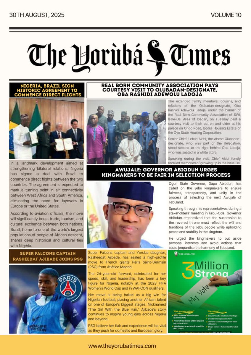 Photo: The Yoruba Times newspaper frontpage