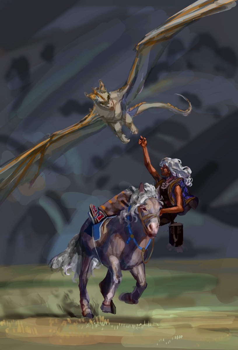urwlw's tweet image. referenced mongolian riders for this painting of dany riding silver with viserion ^v^