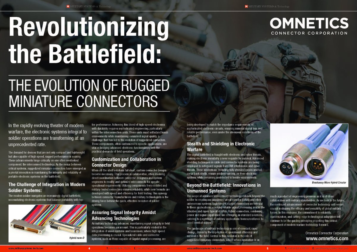 Omnetics's tweet image. Modern warfare demands compact, high-speed, and rugged tech—and at the heart of it all is #interconnect innovation.  Ruggedized miniature #connectors are powering the next generation of soldier-worn tech, ensuring reliability in the toughest conditions. Read On &amp;gt;&amp;gt;