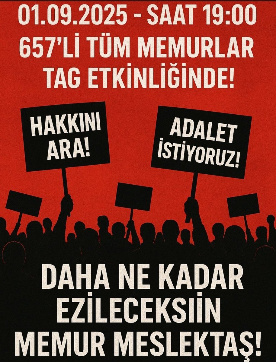 Onlar konforlu ofis odalarına çekildiler.
Paylarına düşen tiyatroyu bitirdiler.
Memurun payına sefalati sipariş edip hayatlarına devam ediyorlar.

Memuru her geçen gün daha zorlu bir yaşam kavgasını ortasına attılar!
Susacak mıyız?
Kabullenecek miyiz?
Tüm kamu emekçilerini gündem