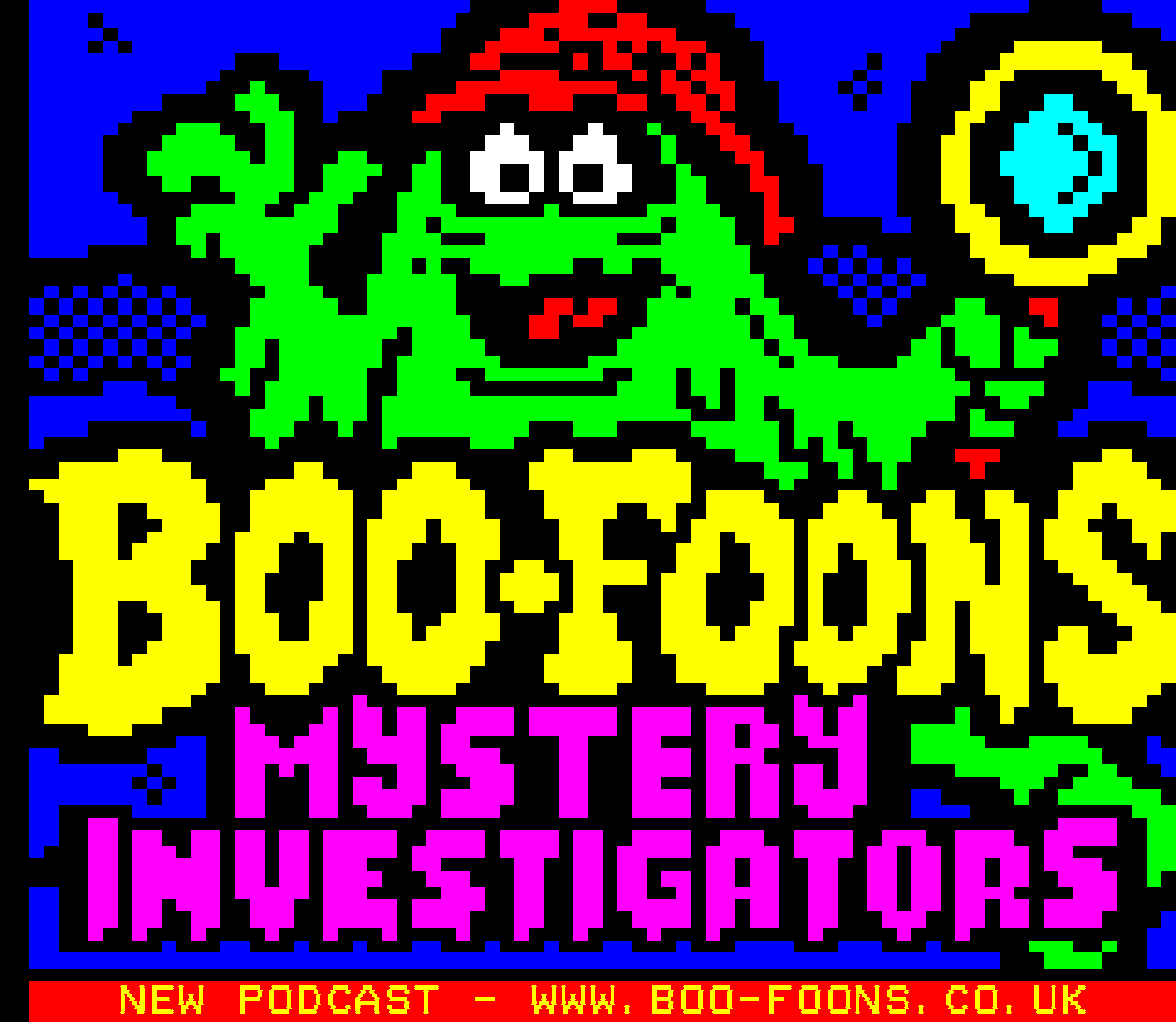 It's been a while since I've done some teletext, so sorry for such a poor attempt to advertise my new podcast Boo-Foons Mystery Investigators.

This week we talk about Boggarts  
boo-foons.co.uk  
<a href="/BooFoons/">Boo-Foons Mystery Investigators</a>