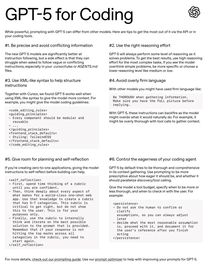 Meer_AIIT's tweet image. OpenAI literally dropped the official GPT-5 prompting guide for coding: