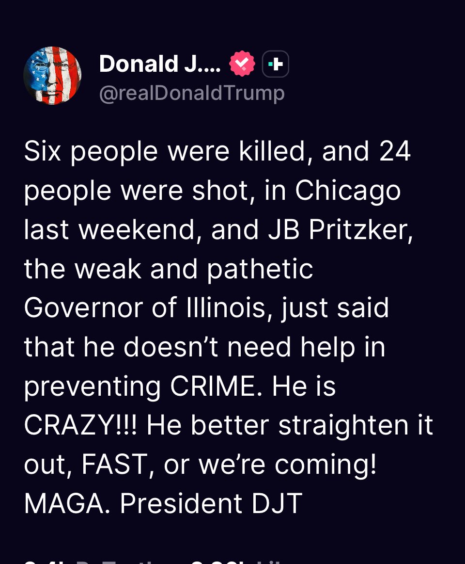 New Orleans, Louisiana (41ppl:100k)
Las Vegas, Nevada (31:100k)
St. Louis, Missouri (70:100k)
Nashville, Tennessee (27:100k)
Cleveland, Ohio (34:100k)

This is just a sample of the cities that have more violence than Chicago (24:100k). 

Donald Trump is a demented idiot.