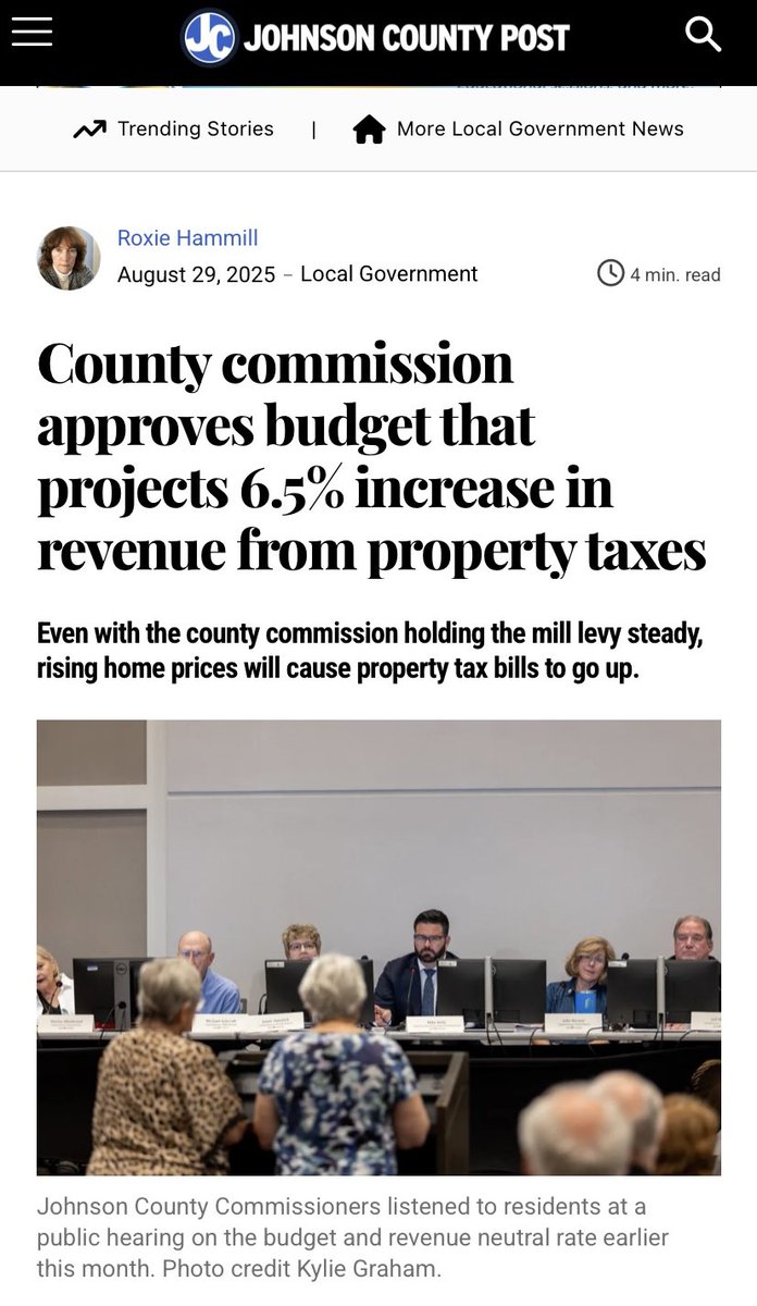 The Johnson County Board of Commissioners just slammed property owners with a staggering 6.5% tax hike — 250% higher than the CPI-U inflation rate — completely ignoring a room full of desperate taxpayers pleading for relief. This outrageous increase is just another example of