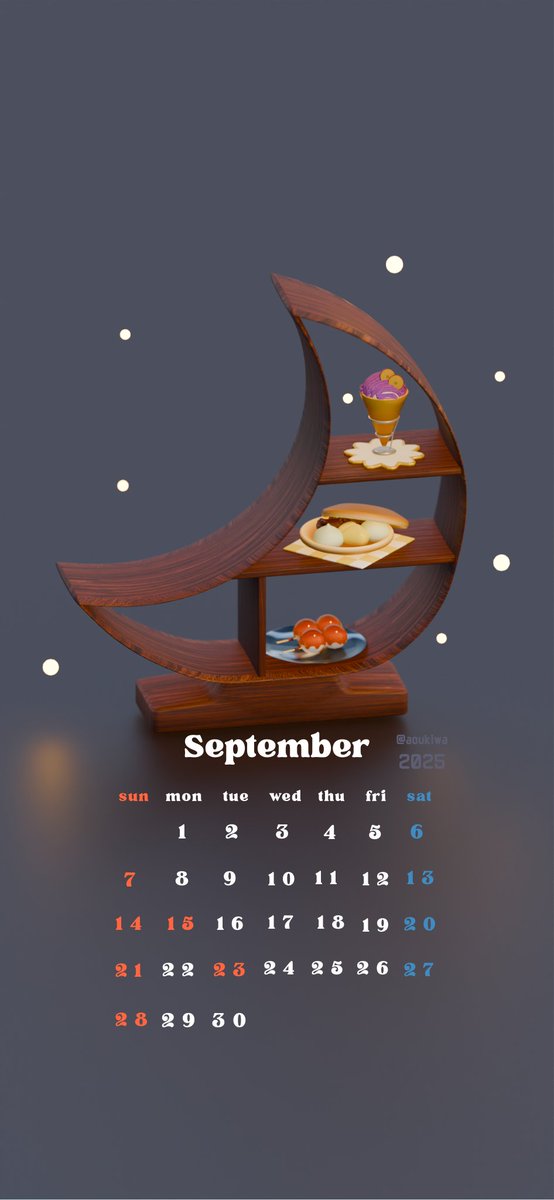 aoukiwa's tweet image. 9月カレンダーできました！
秋の味覚いろいろ＋お月見イメージで、2パターン作ってます。🎑
お好きな方使ってもらえたらうれしいです☺️

#blender #b3d #3DCG #壁紙カレンダー #壁紙 #9月 #September #カレンダー #食べ物 #秋の味覚