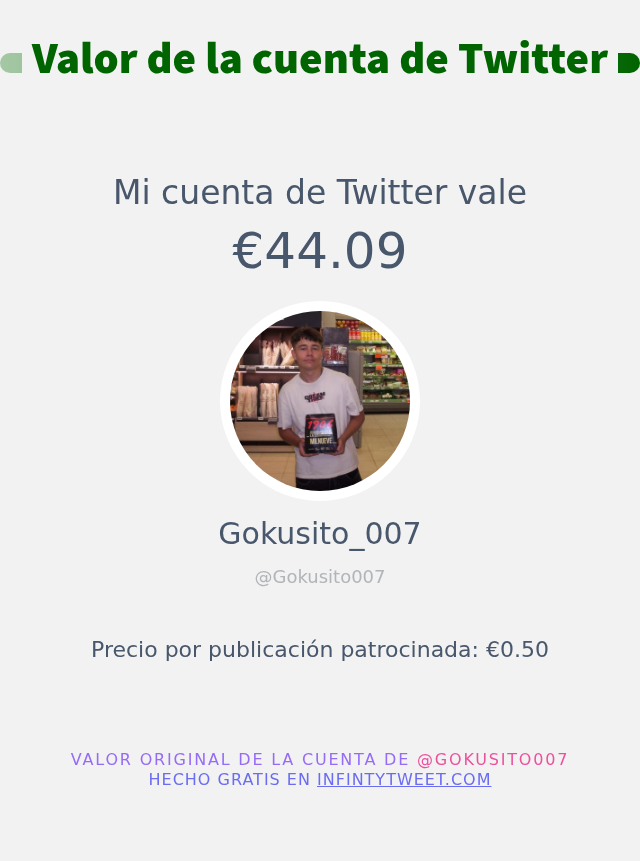 Mi valor en Twitter es de: €44.09

➡️ infintytweet.me/account-worth?…