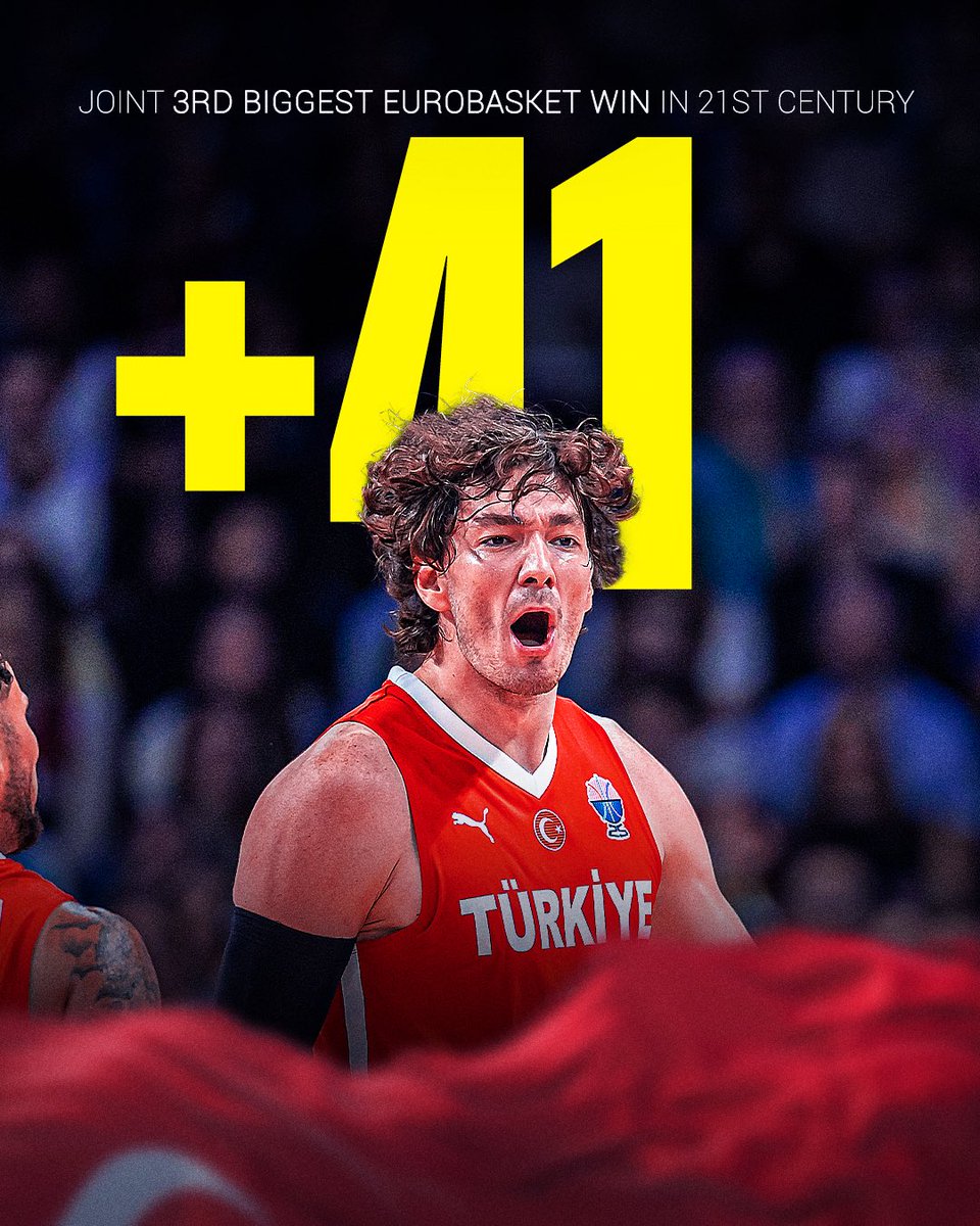 Turkiye turning us into believers 🤤 BIGGEST win in #EuroBasket for them and joint-THIRD highest in the 21st century 🔥🇹🇷

🇹🇷 Turkiye 95-54 Portugal 🇵🇹