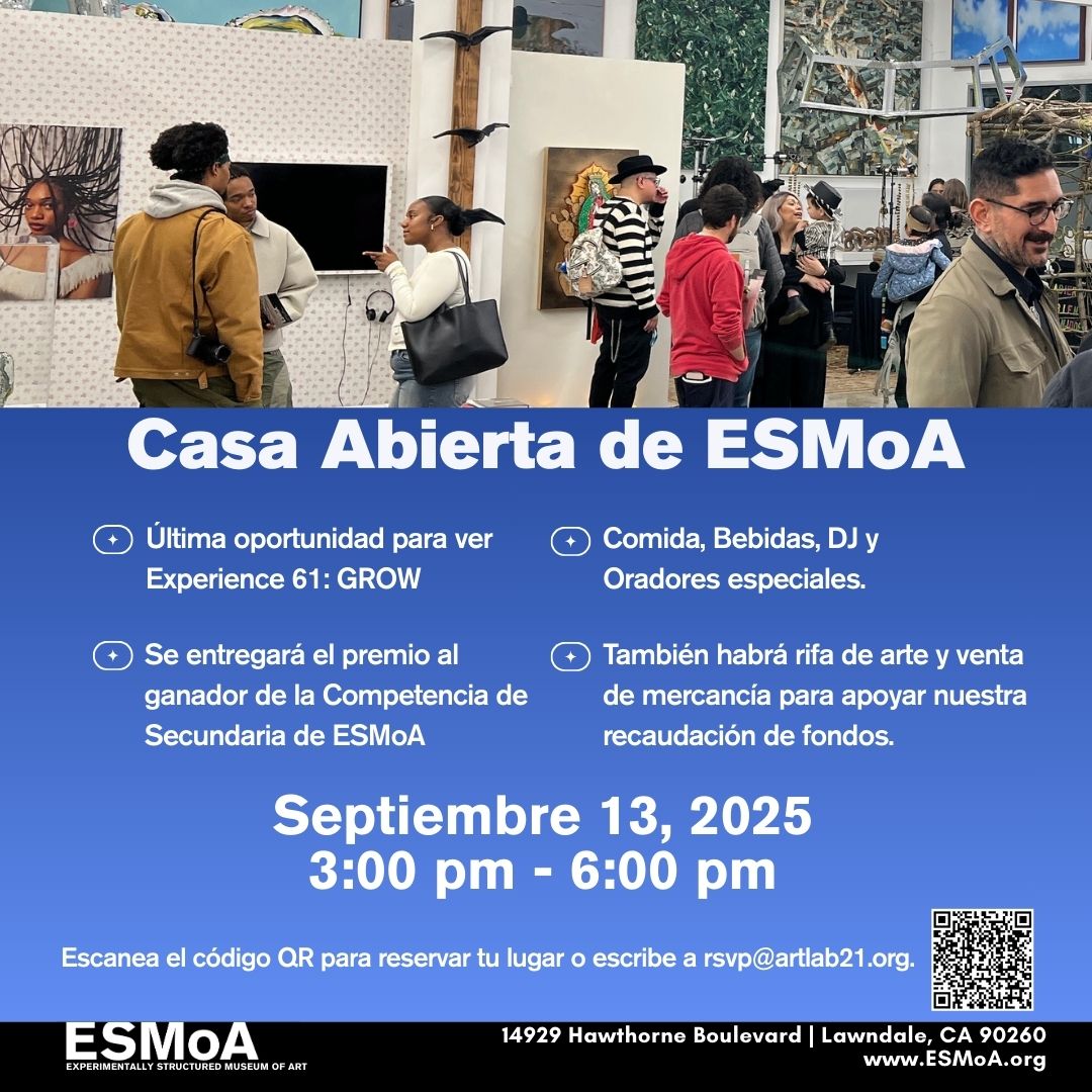 esmoaorg's tweet image. Join us for ESMoA’s Open House! 
Food, music, raffle, and merchandise to support internships. Highlights: Closing of Experience 61: GROW, honoring HS Art Comp winner. Don’t miss your last chance to see GROW before it closes! 
#ESMoA #GROW