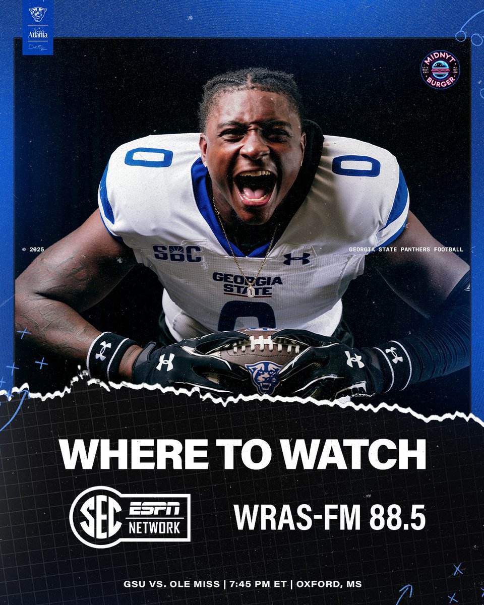 GeorgiaStateFB's tweet photo. Where to watch 👀

📺: https://t.co/kf19vOwyhL
📻: https://t.co/JMDKvczNvs

#LightItBlue | #NewAtlanta https://t.co/SEHD63Irqt