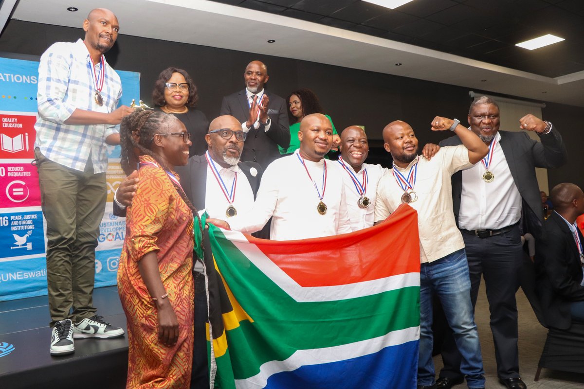 UNEswatini's tweet image. Happening Now: The anticipated 14th edition of the All Africa UN Games Award Ceremony and Gala Dinner has officially begun! The Minister of Tourism and Environmental Affairs joins UNRC George Wachira to celebrate and award the outstanding athletes of the UN Games 2025.