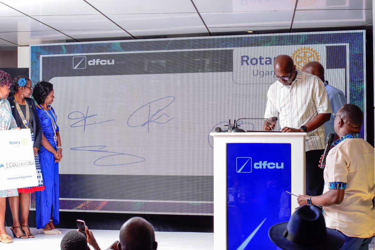 Joined MD <a href="/dfcugroup/">dfcu Bank</a> today to support the launch the first Rotary corporate club  Blue Hearts Rotary Club started by staff of DFCU . The  <a href="/dfcugroup/">dfcu Bank</a> also gave One Billion Ugx to support <a href="/rotaryd9213/">Rotary District 9213</a> health activities.  We go further together with <a href="/dfcugroup/">dfcu Bank</a>.  #Rotary